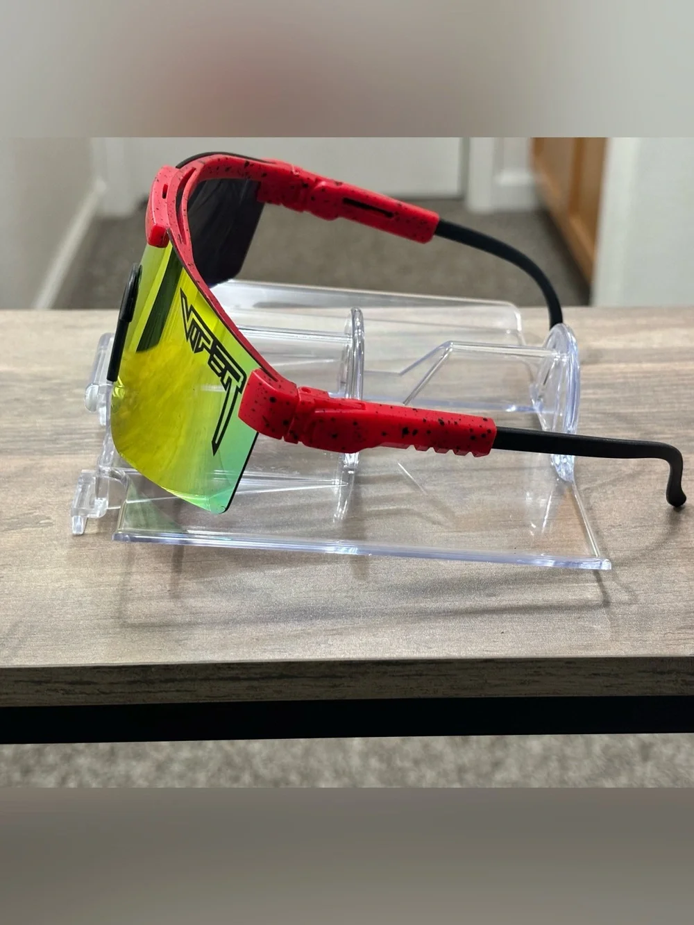 Pit Viper Shield Wraparound Cycling Sunglasses Red Plastic Mirrored Multi UV400